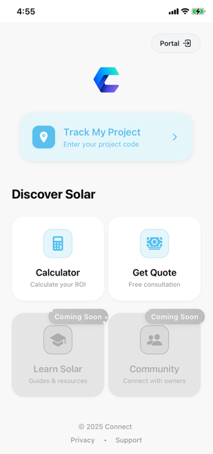 The Connect customer hub with project tracking