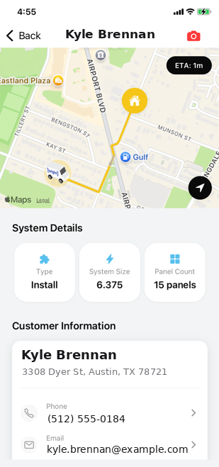 Connect crew location and ETA tracking